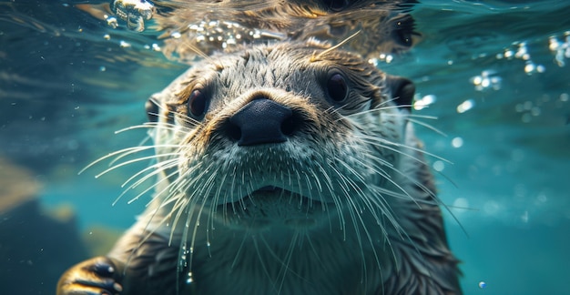 Close up on otter in the wild