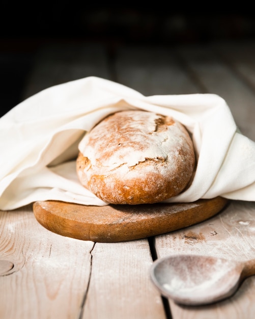 Close-up oven baked homemade bread