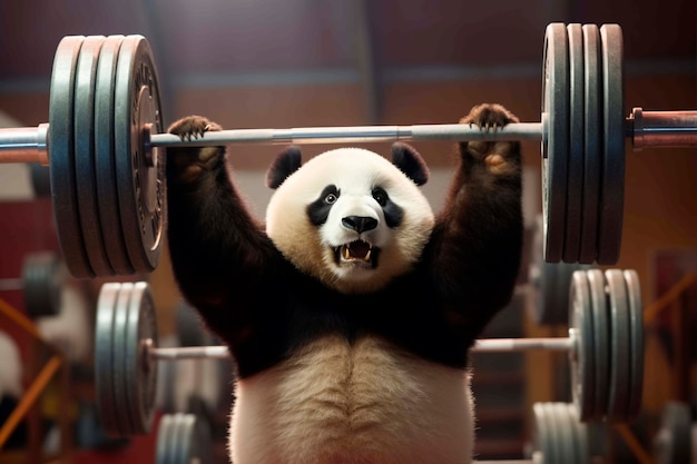 Free Photo close up on panda doing liftings