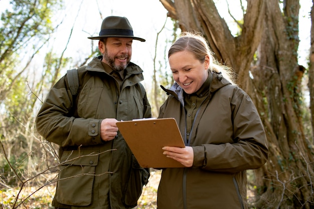 Free photo close up on park rangers in woods