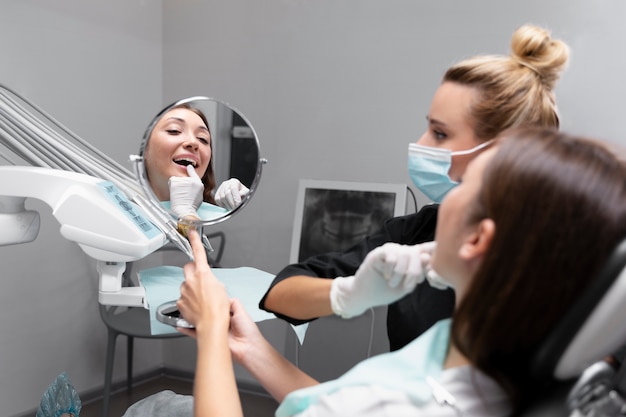 Free photo close up patient at dentist appointment