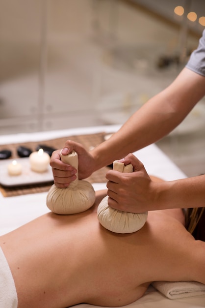 Close up patient at spa therapy