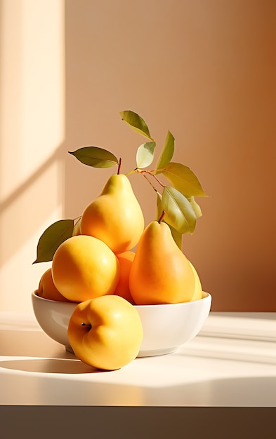 Free photo close up on pear seasonal fruit for winter