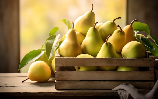 Close up on pear seasonal fruits for winter