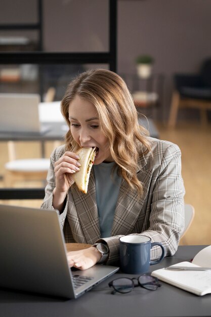 Close up on people eating on break time