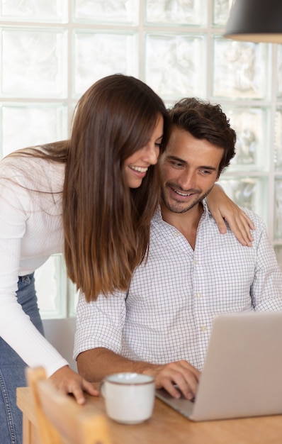 Close up on people working from home