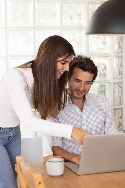 Close up on people working from home