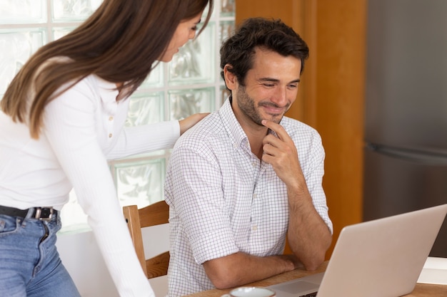 Close up on people working from home