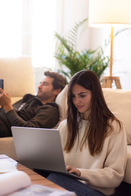 Close up on people working from home