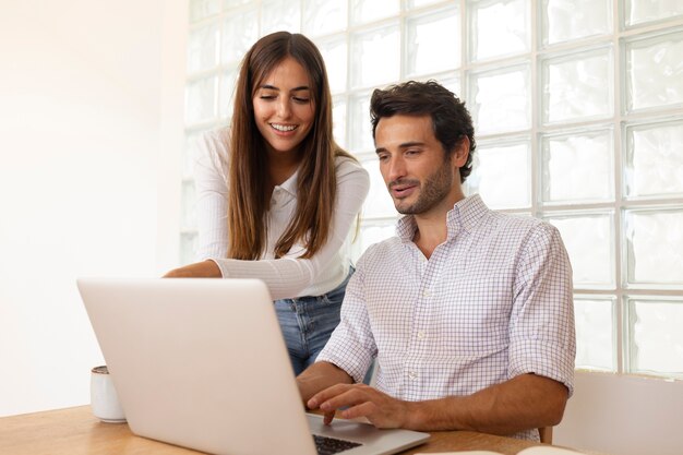 Close up on people working from home