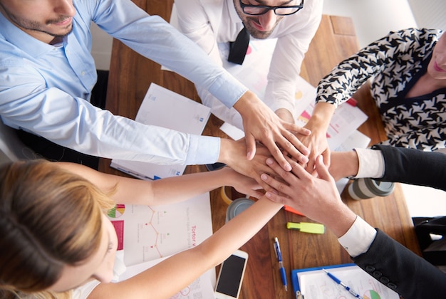 Close up on people working in the office