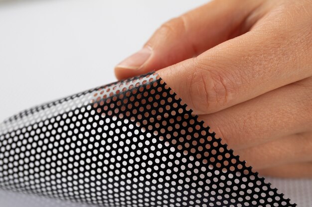 Close up on perforated fabric