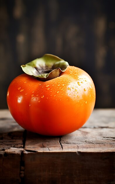 Close up on persimmon fruit seasonal fruits for winter