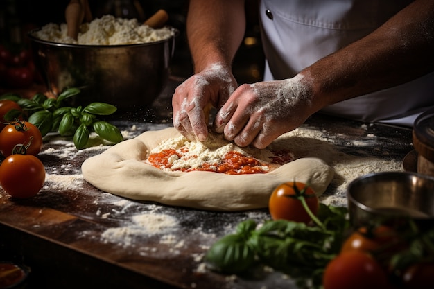 Close up on person cooking