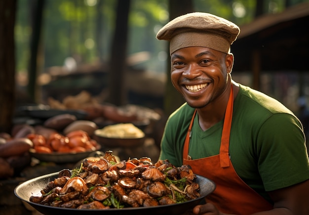 Close up on person cooking