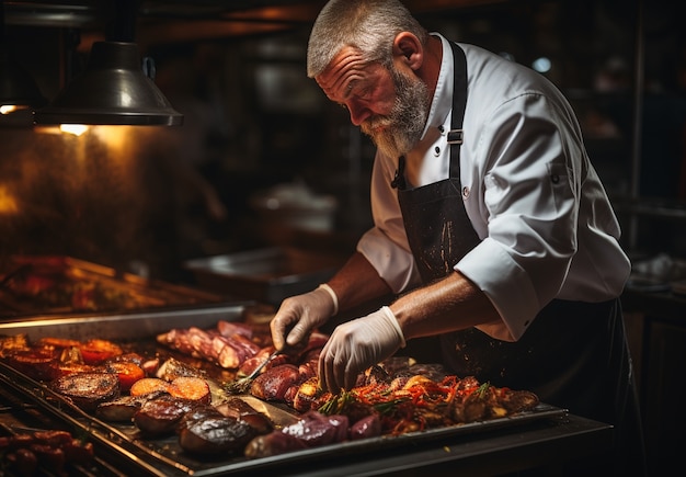 Close up on person cooking