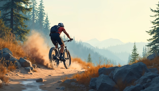 Close up on person doing mountain biking