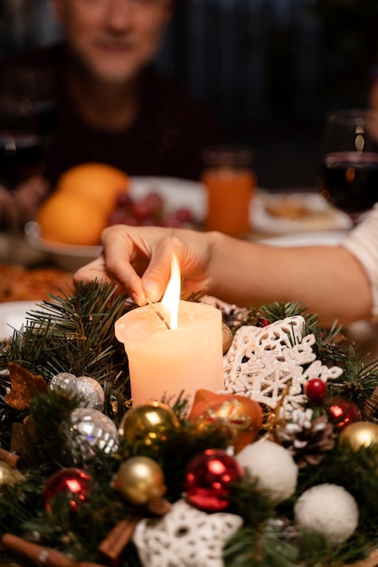 Close up on person preparing the christmas dinner