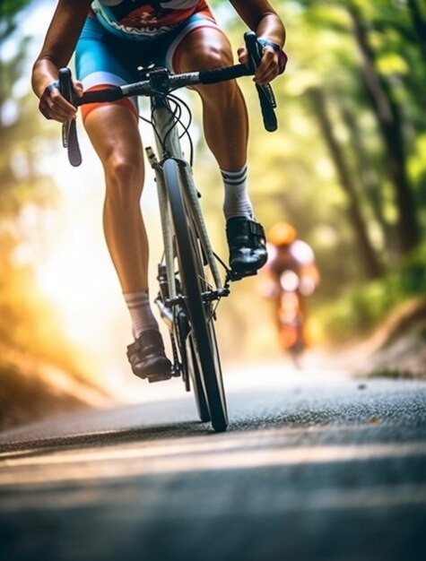 Close up on person riding the bike