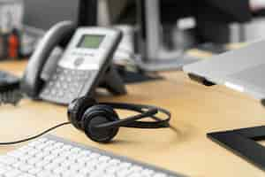 Free photo close up on person working in call center