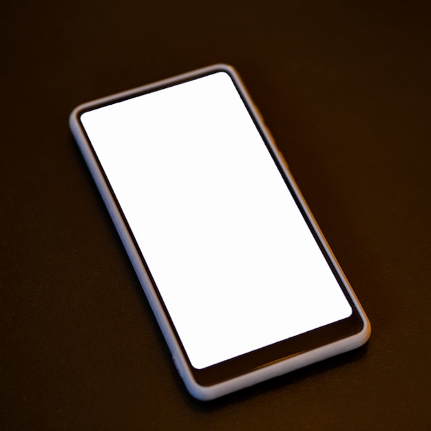 Close-up phone with white screen mock-up