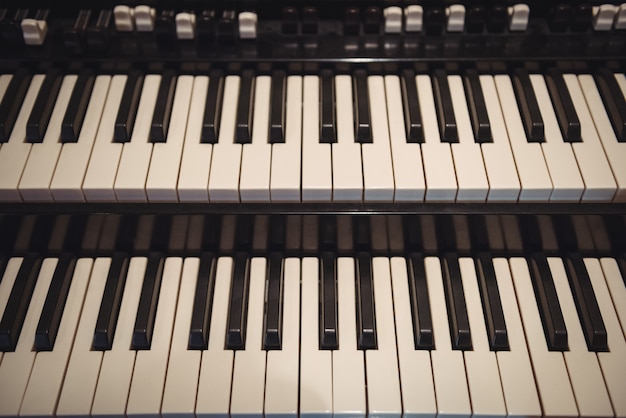 Close-up of piano keyboard