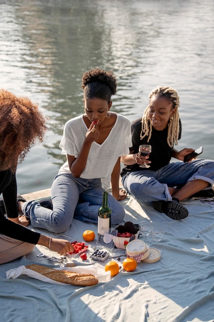 Close up on picnic near eiffel tower