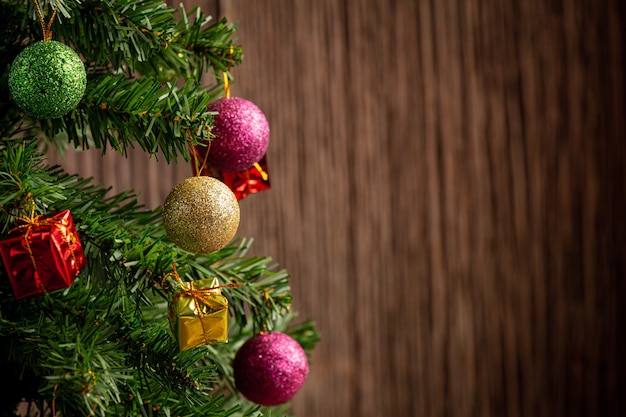 Close up picture of Christmas tree decorate with ornament