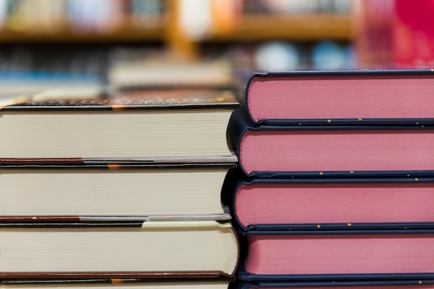 Free photo close-up piles of books