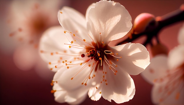 Free photo close up of a pink flower head in springtime generated by ai