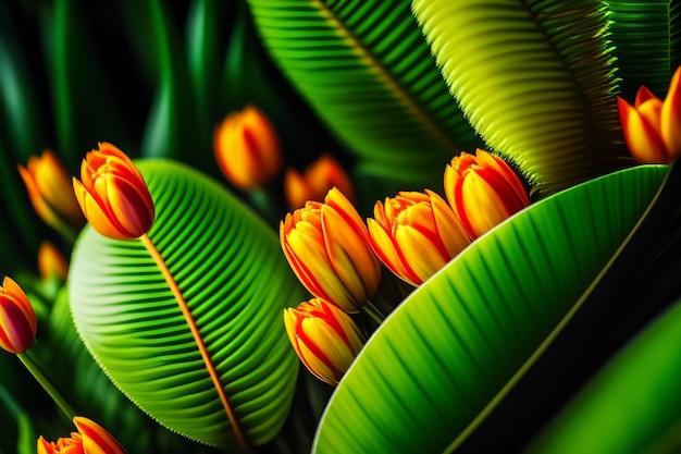 Free photo a close up of a plant with yellow and red flowers