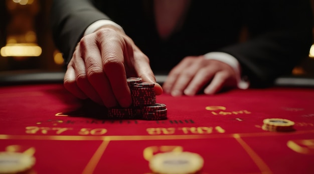 Close up on poker player's hands