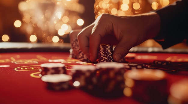 Free photo close up on poker player's hands