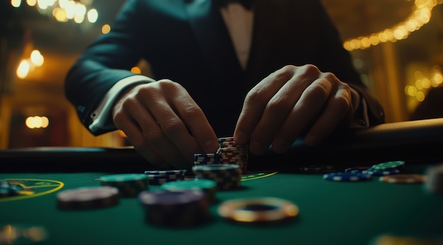 Free photo close up on poker player's hands