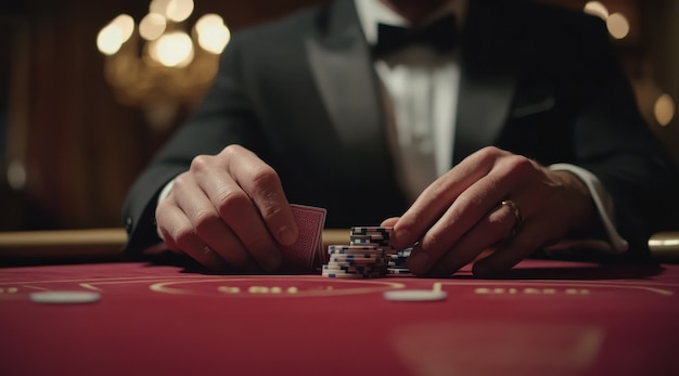 Free photo close up on poker player's hands