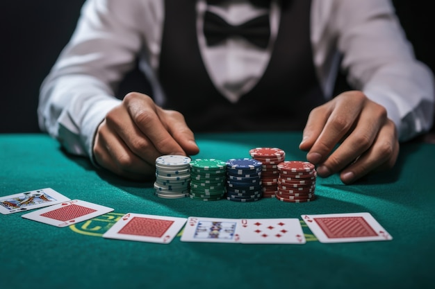 Free photo close up on poker player's hands