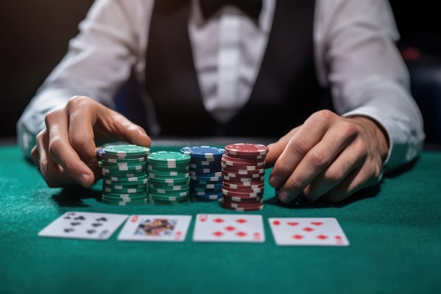 Free photo close up on poker player's hands