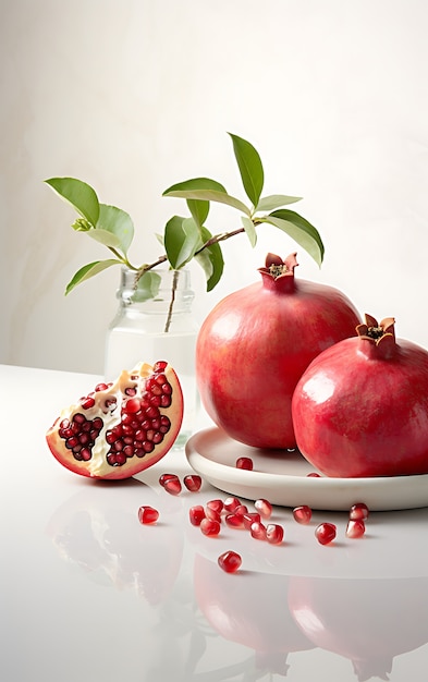 Close up on pomegranate seasonal fruit for winter