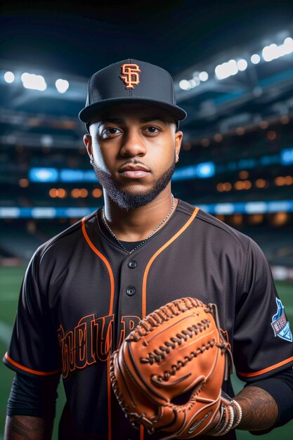 Close up portrait on baseball player