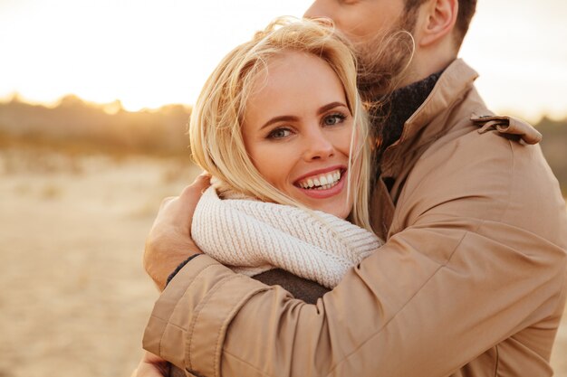 Close up portrait of a beautiful couple in love