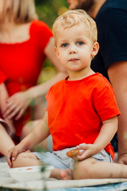 Close up portrait of a child looking at camera