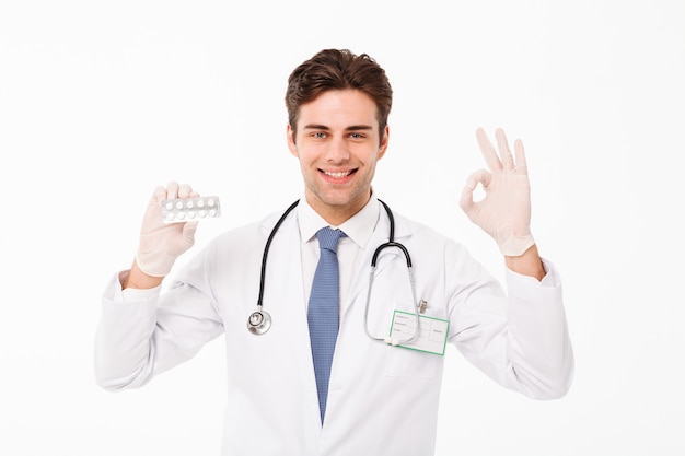 Close up portrait of a confident young male doctor