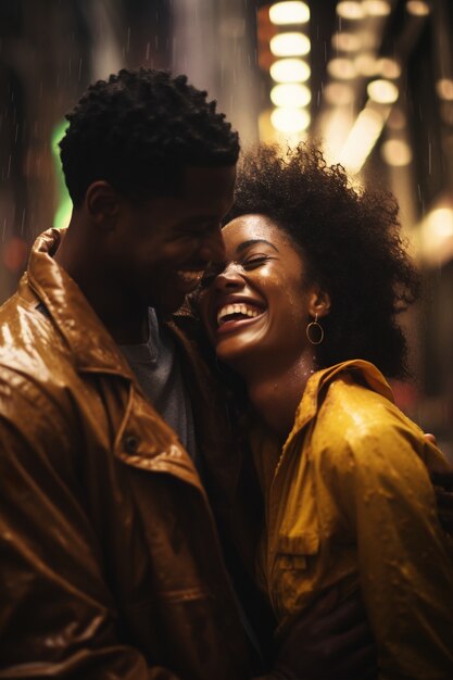 Close up portrait on couple together