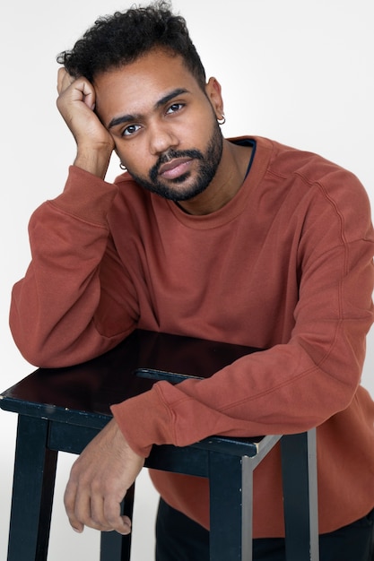 Close up portrait of man in shirt mockup