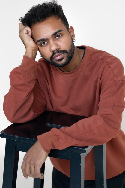 Close up portrait of man in shirt mockup