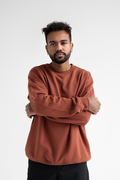 Close up portrait of man in shirt mockup