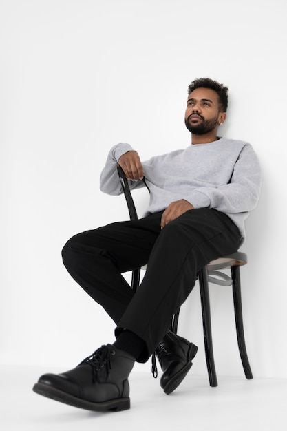 Close up portrait of man in shirt mockup