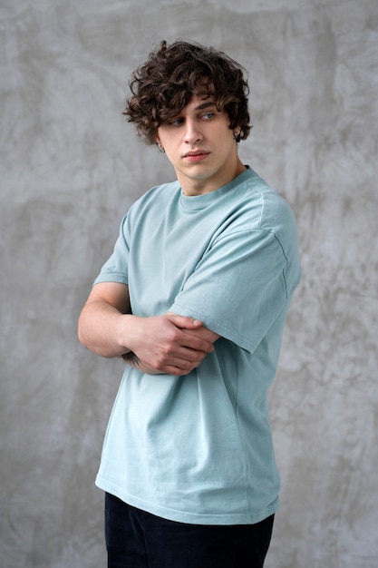 Close up portrait of man in shirt mockup