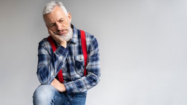 Free Photo close up portrait of senior man