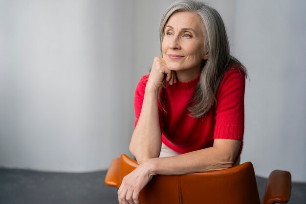 Close up portrait of senior woman